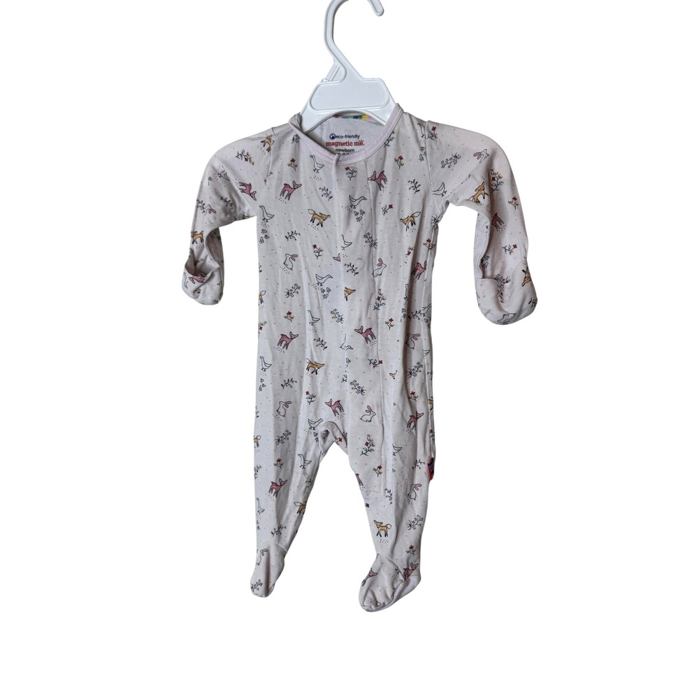 Magnetic Me Footie Pajamas Baby Girls Newborn Pink Animal One Piece Coverall